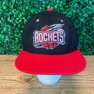 Mitchell & Ness Houston Rockets Black & Red Adjustable Snapback Hat Fitted 7 1/4